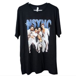 NSYNC Concert Teen Pop Boy Band Tee Black Graphic T-Shirt Justin Joey Dancer EUC